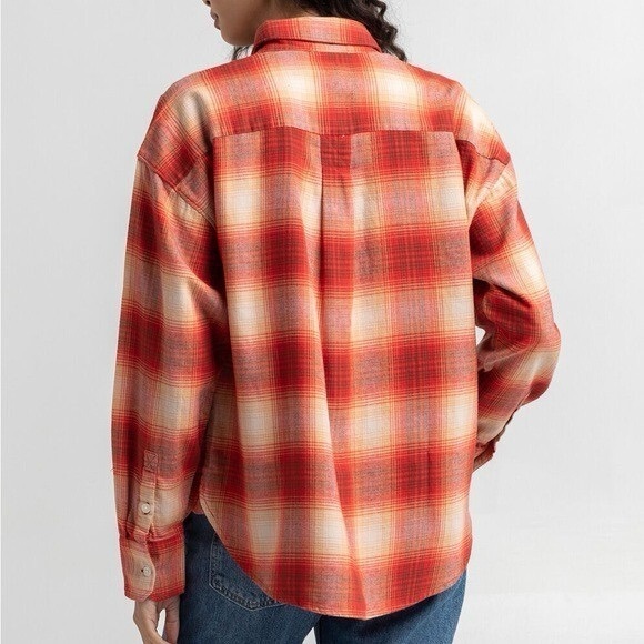 Levi's Henri Plaid Button Down Shirt - Red, Orange, Brown, Tan - Size S - EUC - Picture 2 of 6